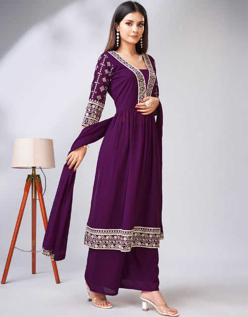 elegant purple georgette traditional function wear readymade suit collection with purple georgette rt8787-184160 Close-up View